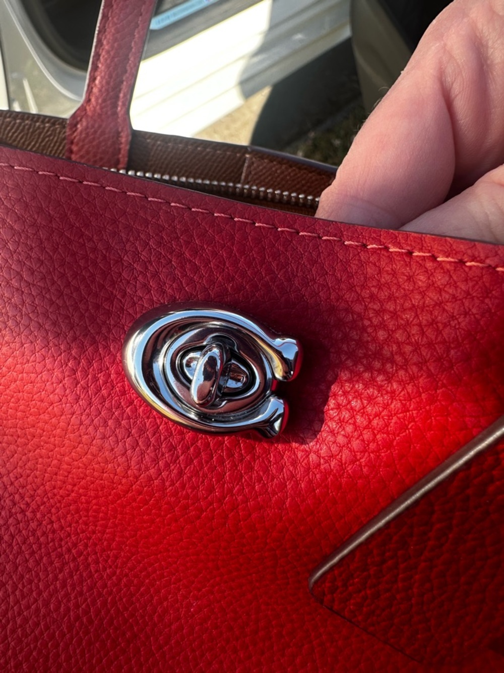 Coach Red Pebbled Leather Tote with Shoulder Strap MINI - Picture 16 of 16